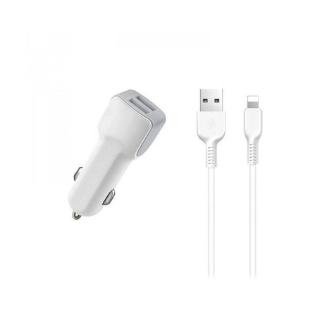 Зарядка АЗУ - 2 х USB / 5V 2,4A + кабель Lightning белый для Apple iPad 9,7" (5th Gen)