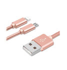 Кабель Lightning + Micro USB - USB-A 2.0 / 1m / 2,4A / HOCO X2 Knitted розовое золото