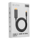 Кабель аудио видео LOQI Type-C 3.1 - HDMI 4K 60Hz 1,8 метра, переходник, адаптер