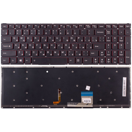 Клавиатура черная без рамки с подсветкой для Lenovo IdeaPad U530 Touch