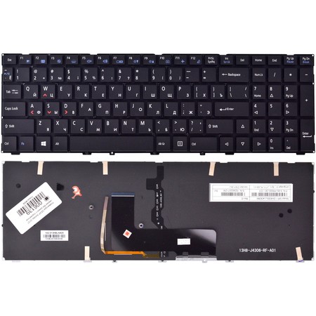 Клавиатура черная без рамки с подсветкой для Clevo P651SG