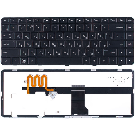 Клавиатура черная с черной рамкой с подсветкой для HP Pavilion dm4-1000