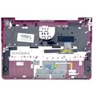Клавиатура черная с розовой рамкой (Топкейс серебристый, английская раскладка) для Samsung NP530U3B-A02