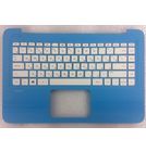 Клавиатура белая (Топкейс голубой) для HP Stream 14-ax000
