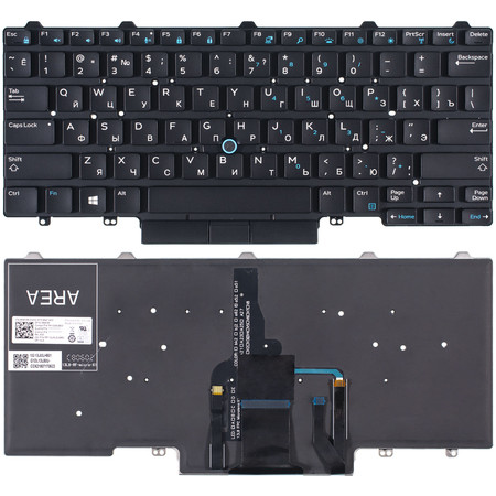 Клавиатура черная без рамки с подсветкой (Управление мышью) для Dell Latitude E5450