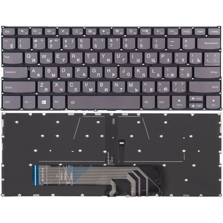 Клавиатура для Lenovo IdeaPad 530S-14ARR серая без рамки с подсветкой
