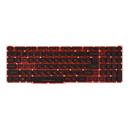 Клавиатура черно-красная c красной подсветкой для Acer Predator Helios 300 (PH317-51)