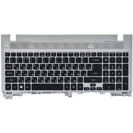 Клавиатура для Acer Aspire V3-571 черная (Топкейс серебристый)