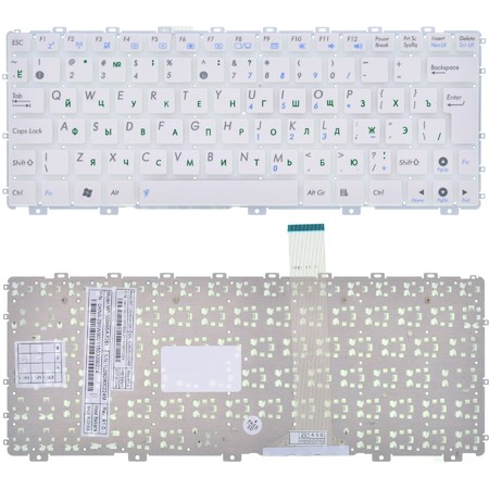 Клавиатура белая без рамки (Вертикальный Enter) для Asus Eee PC 1011BX