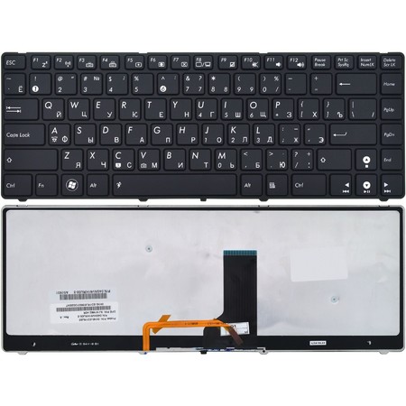 Клавиатура черная с черной рамкой с подсветкой для Asus K42De