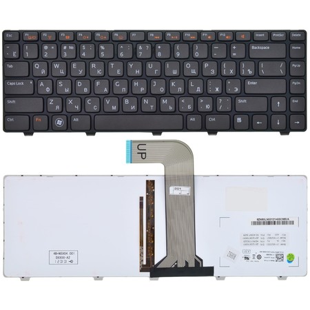 Клавиатура черная с черной рамкой с подсветкой для Dell Inspiron 14R (N4110)