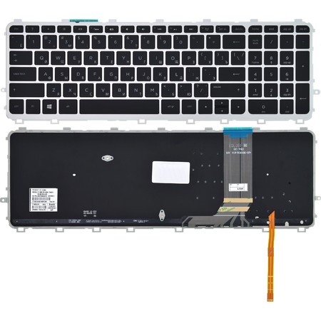 Клавиатура черная с серебристой рамкой с подсветкой для HP ENVY 15-j000 series