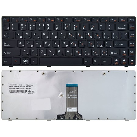 Клавиатура черная с черной рамкой для Lenovo V470