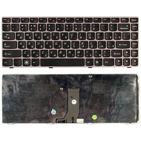 Клавиатура черная с серой рамкой для Lenovo IdeaPad Z470