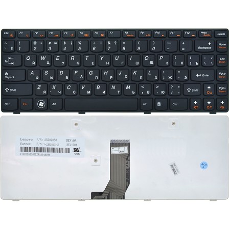 Клавиатура для Lenovo G480 черная с черной рамкой