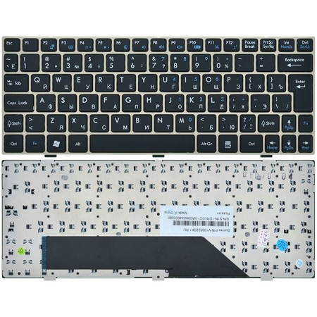Клавиатура черная с золотистой рамкой для RoverBook Neo U100WH