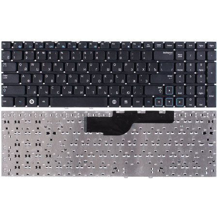 Клавиатура черная без рамки для Samsung NP305E5A, NP310E5C, NP300E5C-A0D, NP300E5C-U01, NP300E5C-U03, NP300E5A-S03, NP300E5C-U06, NP300E5A-A01, NP300E5A-S06, NP300E5X-U01 и др.