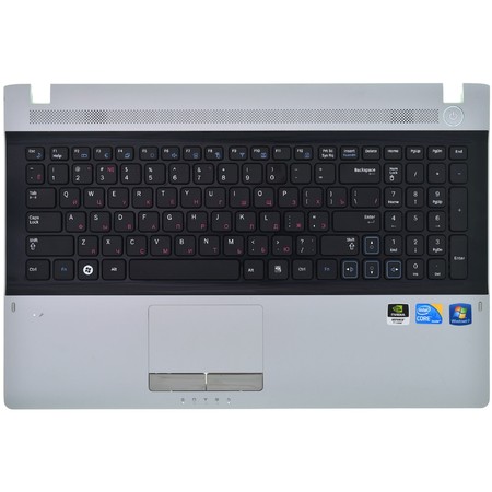 Клавиатура черная (Топкейс серебристый) для Samsung RV520 (NP-RV520-A01)