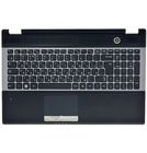 Клавиатура черная с серебристой рамкой (Топкейс черный) для Samsung RC530 (NP-RC530-S02)