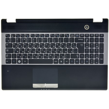 Клавиатура черная с серебристой рамкой (Топкейс черный) для Samsung RC530 (NP-RC530-S09)