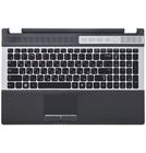 Клавиатура черная с серебристой рамкой (Топкейс черный) для Samsung RF511 (NP-RF511-S01)