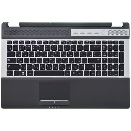 Клавиатура черная с серебристой рамкой (Топкейс черный) для Samsung RF510 (NP-RF510-S02)