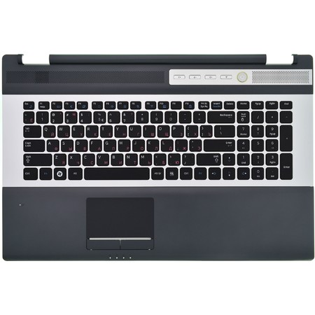 Клавиатура черная с серебристой рамкой (Топкейс черный) для Samsung RF710 (NP-RF710-S02)