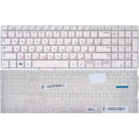 Клавиатура для Samsung NP450R5E белая без рамки (Горизонтальный Enter)