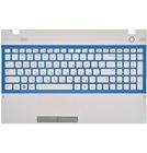 Клавиатура белая с голубой рамкой (Топкейс белый) для Samsung NP300E5A-S04