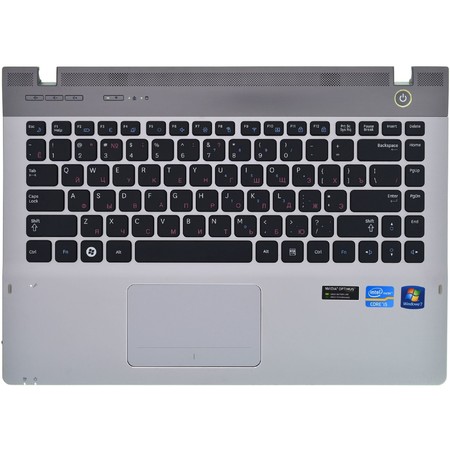 Клавиатура черная (Топкейс серебристый) для Samsung QX310 (NP-QX310-S01)