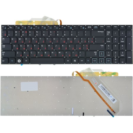 Клавиатура черная без рамки с подсветкой для Samsung RF711 (NP-RF711-S01)