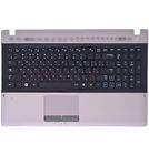 Клавиатура черная (Топкейс серебристо-розовый) для Samsung RV520 (NP-RV520-A01)