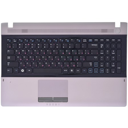 Клавиатура черная (Топкейс серебристо-розовый) для Samsung RV509 (NP-RV509-A01)