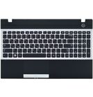 Клавиатура черная с серебристой рамкой (Топкейс черный) для Samsung NP300V5A-S0Z