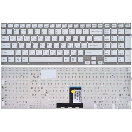 Клавиатура белая без рамки для Sony VAIO VPCEC1M1E/WI (PCG-91112M)