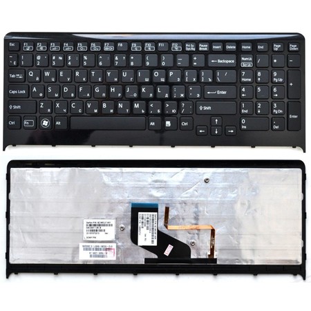 Клавиатура черная с черной рамкой с подсветкой для Sony VAIO VPCF21Z1R/BI