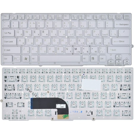Клавиатура серебристая без рамки для Sony VAIO VPCSB1Z9R/B