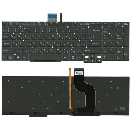 Клавиатура для Sony VAIO SVT15 черная без рамки с подсветкой