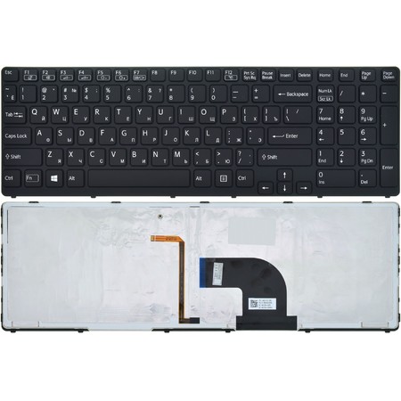 Клавиатура черная с черной рамкой с подсветкой для Sony Vaio SVE151C11V
