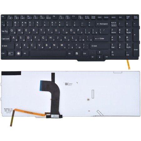 Клавиатура для Sony VAIO SVS15 черная без рамки с подсветкой