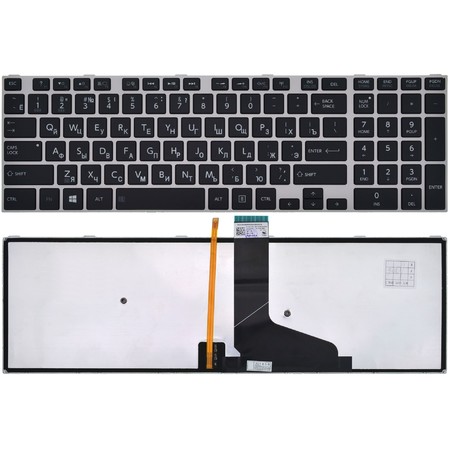 Клавиатура черная с серой рамкой с подсветкой для Toshiba Satellite L50-A