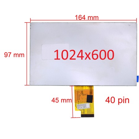 Дисплей 7.0" / шлейф 40 pin 1024x600 (97x164mm) 3mm / YH070IF40H-B
