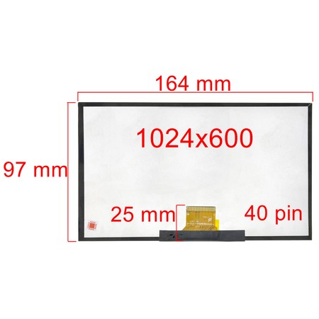 Дисплей 7.0" / шлейф 40 pin 1024x600 (97х164мм) 3mm / FY07024DI26A216-1-FPC1-A / длина шлейфа 25мм