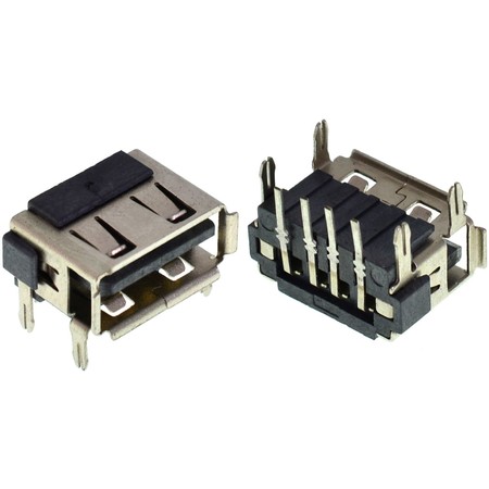 Разъем USB 2.0 / на плате / 10 x10mm / обратный / юбка