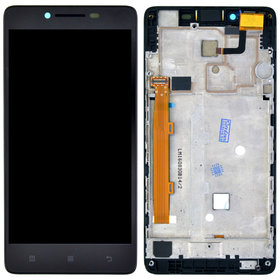 Модуль (дисплей + тачскрин) черный с рамкой для Lenovo A6000