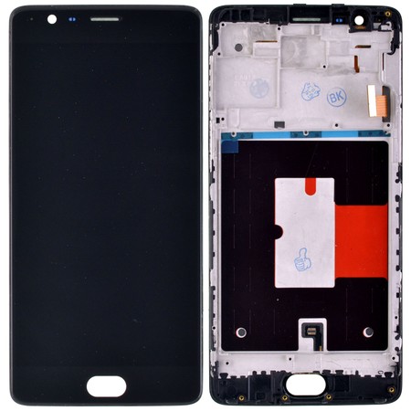 Модуль (дисплей + тачскрин) для OnePlus 3T черный с рамкой