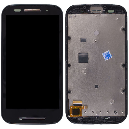 Модуль (дисплей + тачскрин) черный с рамкой для Motorola Moto E (XT1021)