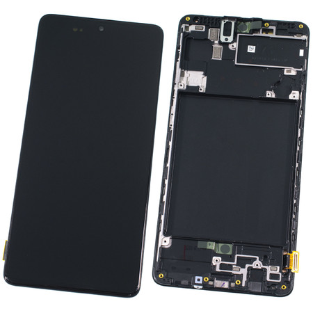 Дисплей Premium в рамке для Samsung Galaxy A71 SM-A715 (экран, тачскрин, модуль в сборе) черный