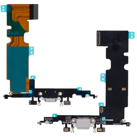 Шлейф / плата на системный разъем (нижняя плата) / серый для Apple iPhone 8 Plus
