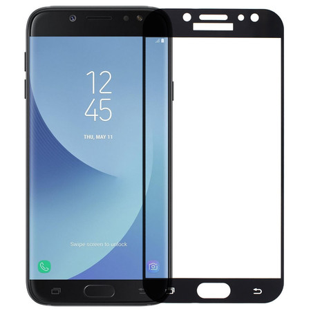 Защитное стекло для Samsung Galaxy J7 (2017) полное покрытие (полноэкранное) черное